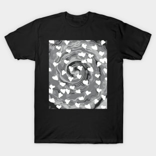 Valentine’s Day Greyscale Liquid Swirls Retro Pattern T-Shirt